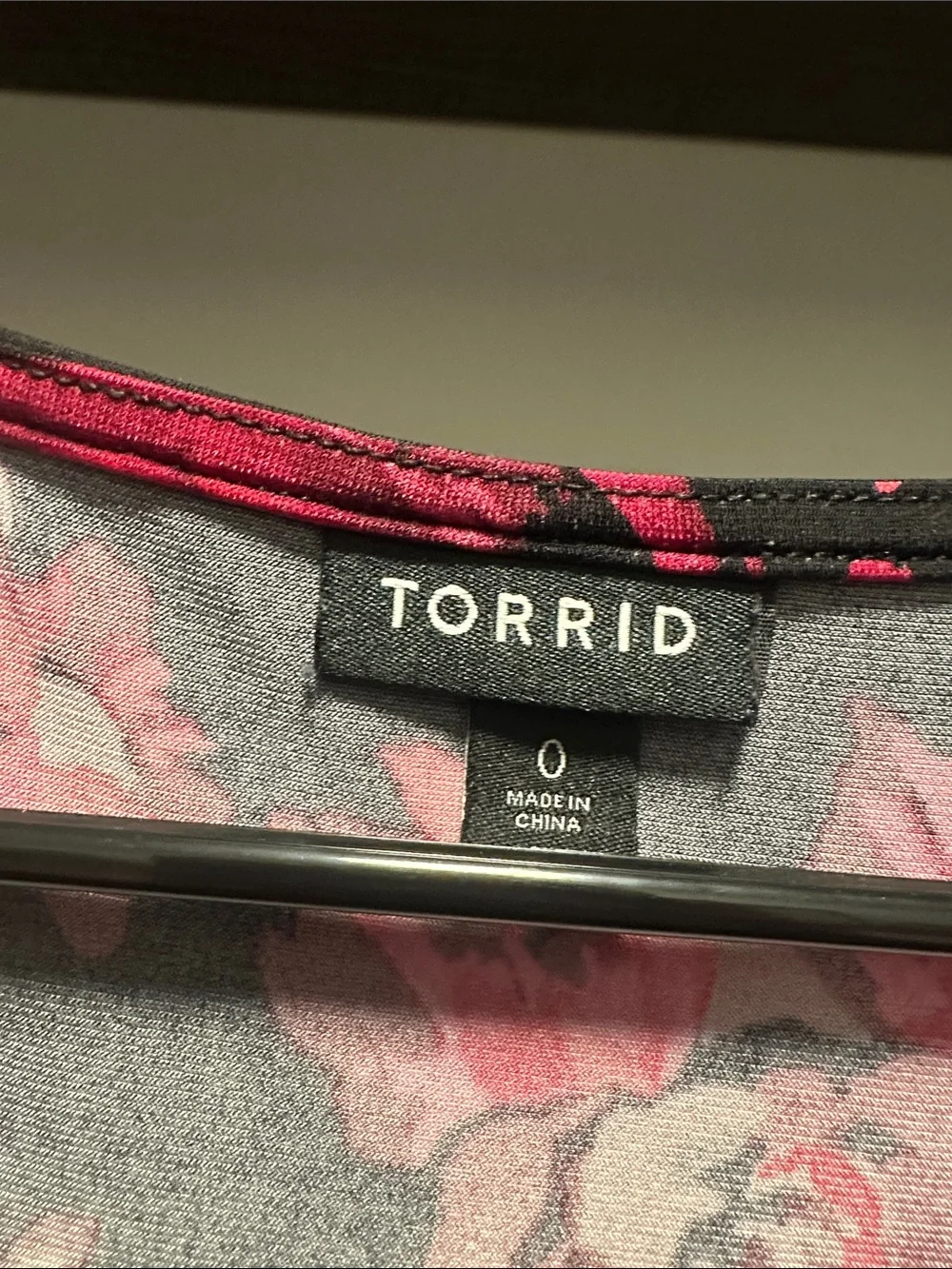 torrid Black and Fuchsia Floral Wrap top - Picture 2 of 3